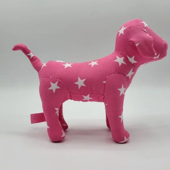 Victorias Secret Pink and Gold Dog Plush Toy Set Of 2 Pink Star & Gold Logo - Picture 6 of 16